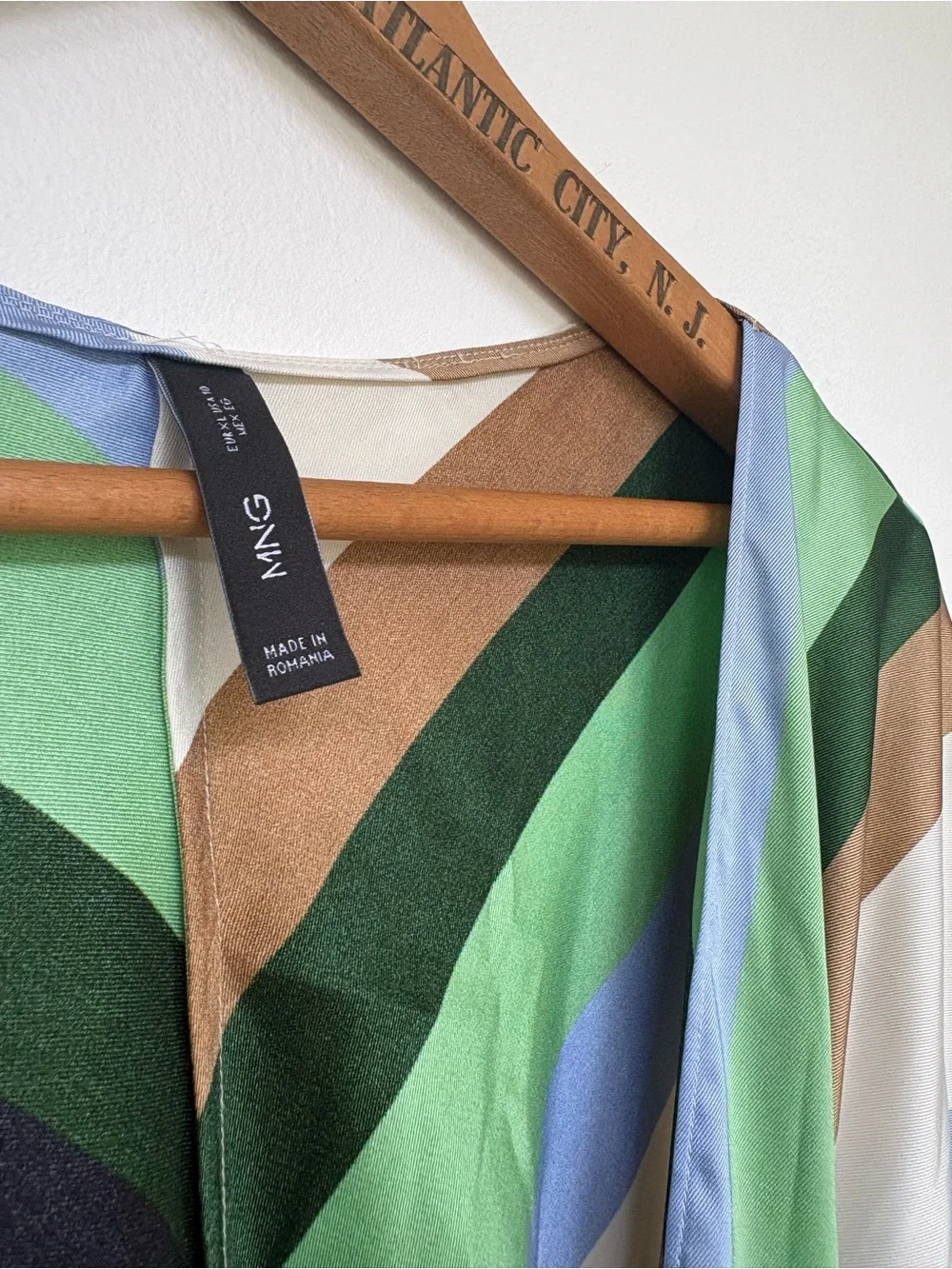 Mango Multicolor Striped Silk Blouse — Green, Blue, Brown, Cream - Picture 5 of 5